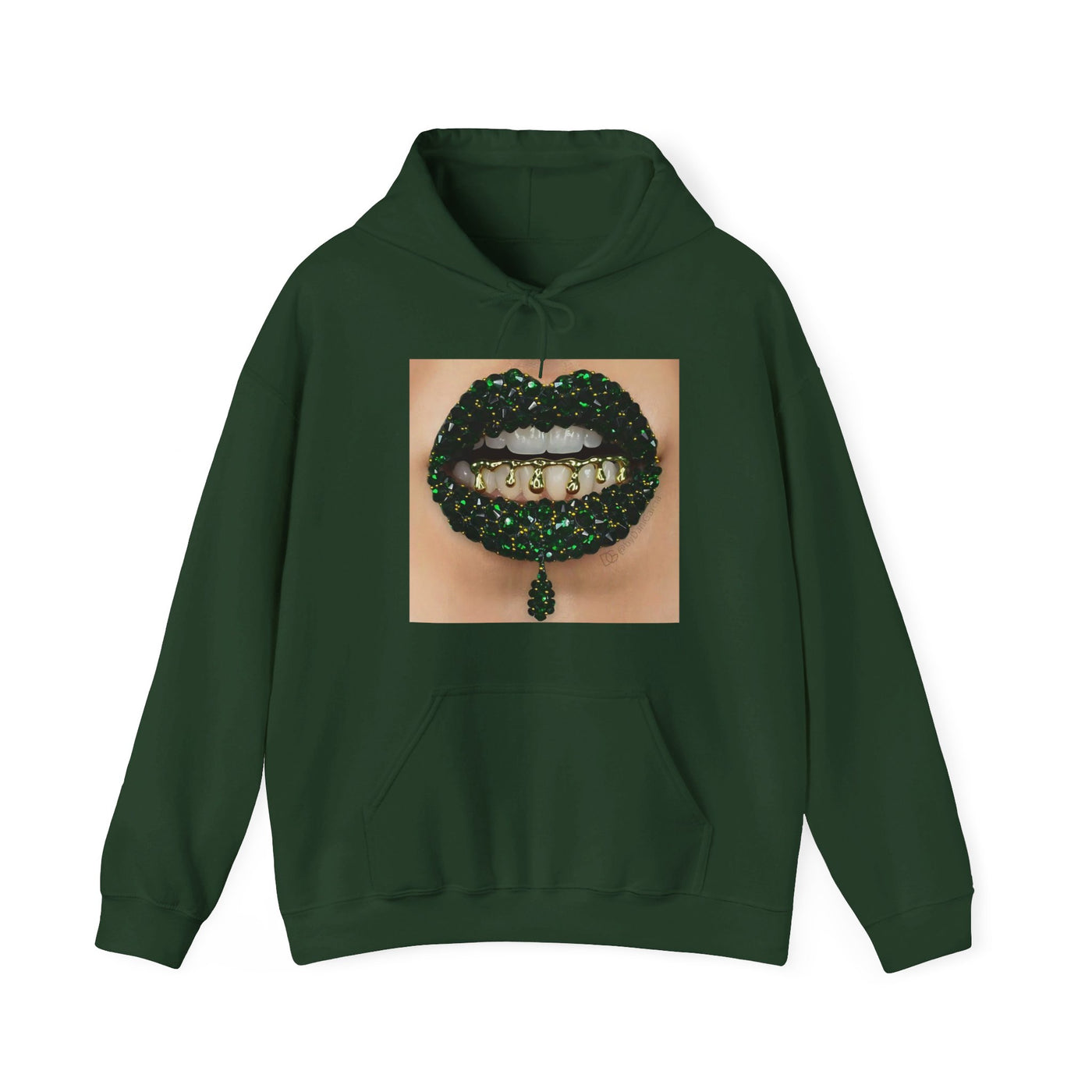 GREEN CRYSTAL GRILL LIP HOODIE