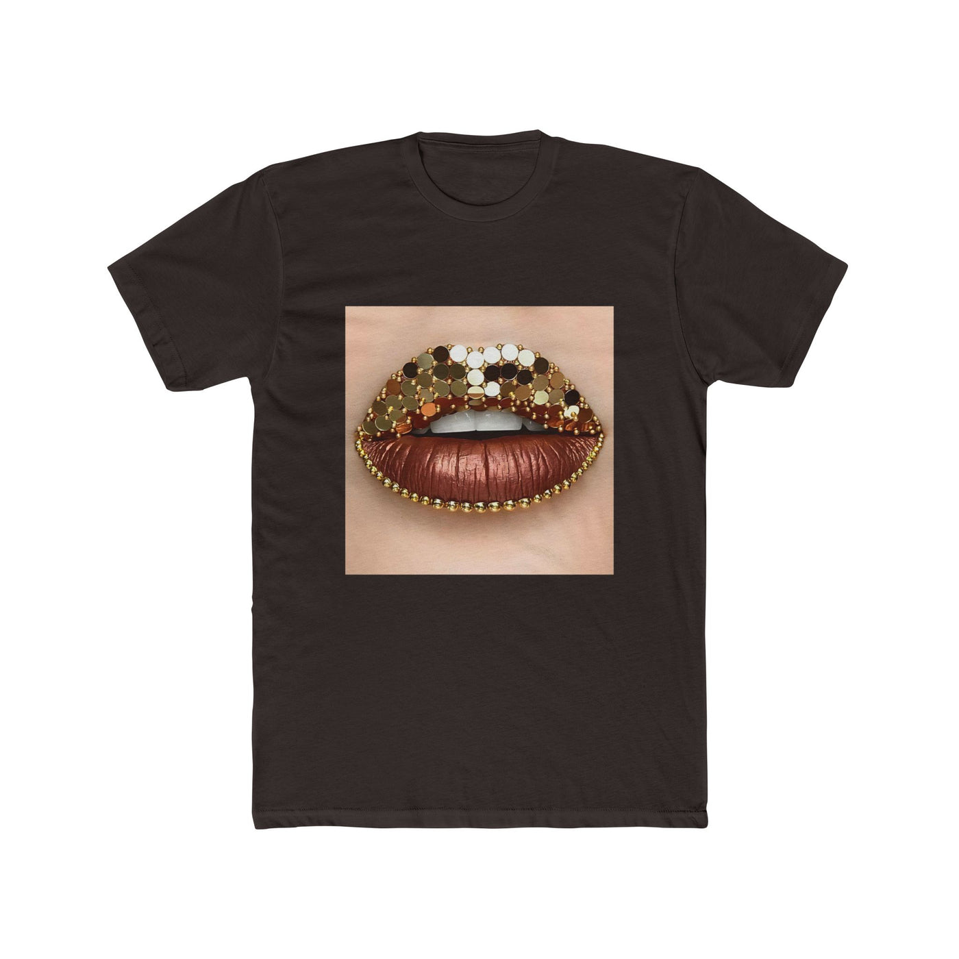 GOLD BROWN GLITTER LIP TEE