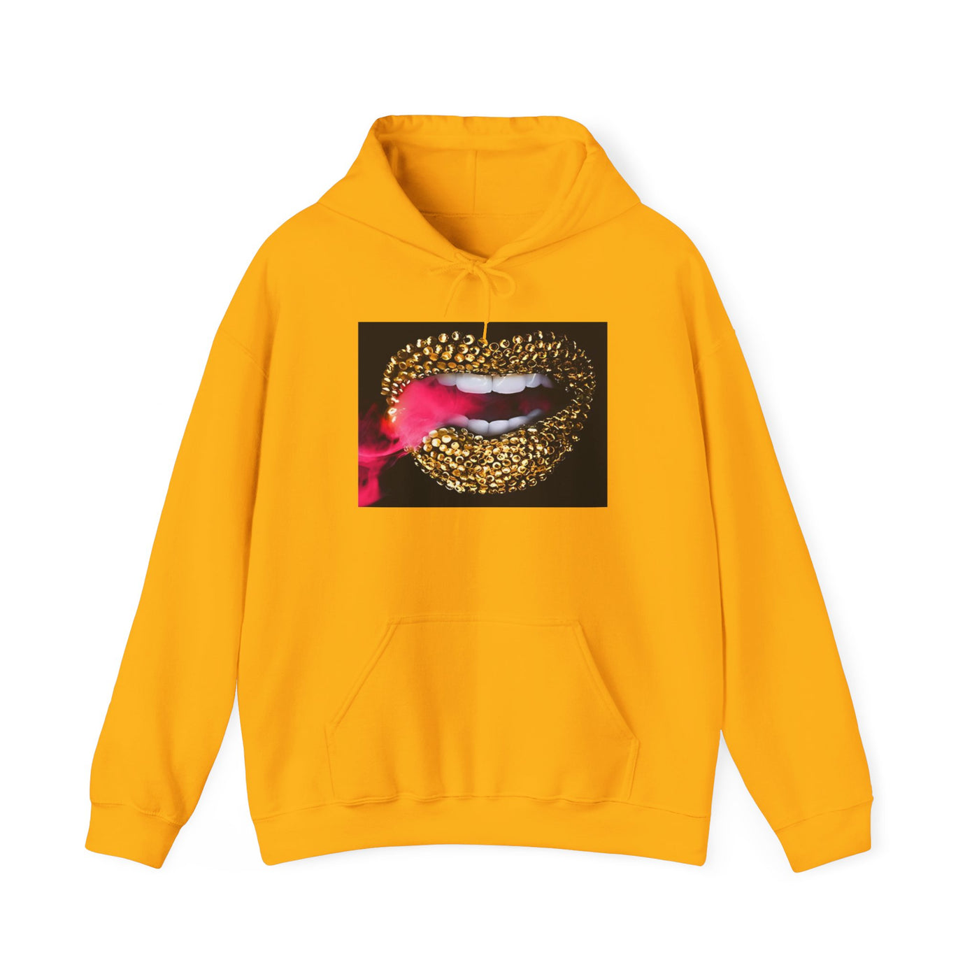 GOLD CRYSTAL SMOKE LIP HOODIE