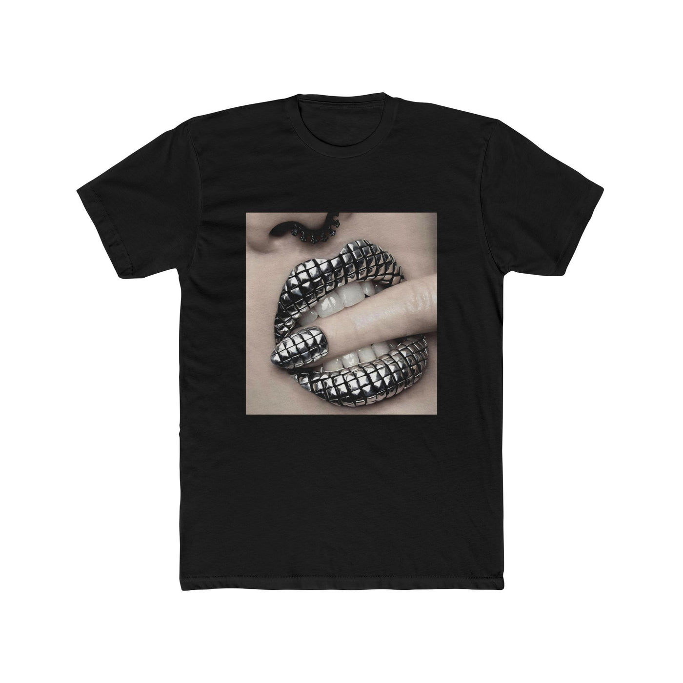 SILVER STUDDED LIP TEE