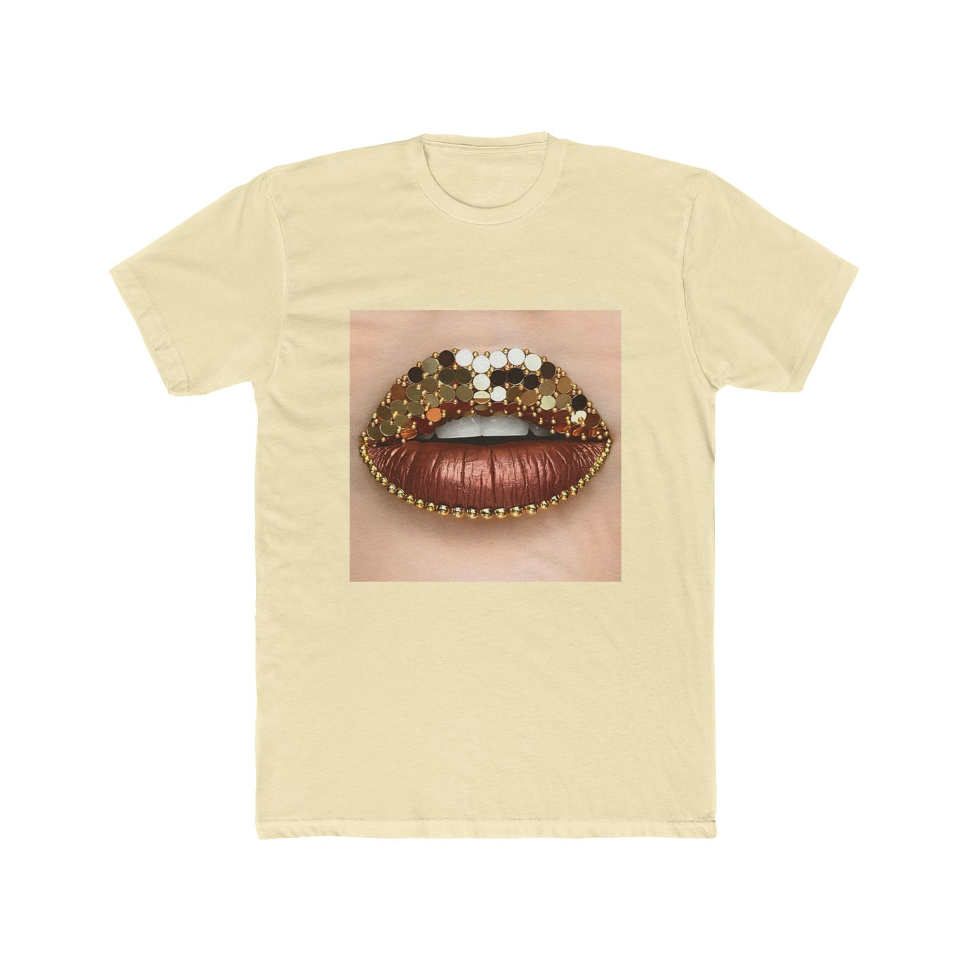 GOLD BROWN GLITTER LIP TEE