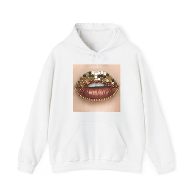 GOLD BROWN GLITTER LIP HOODIE