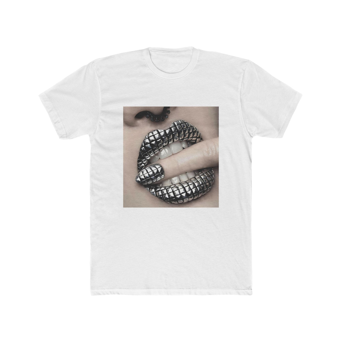 SILVER STUDDED LIP TEE