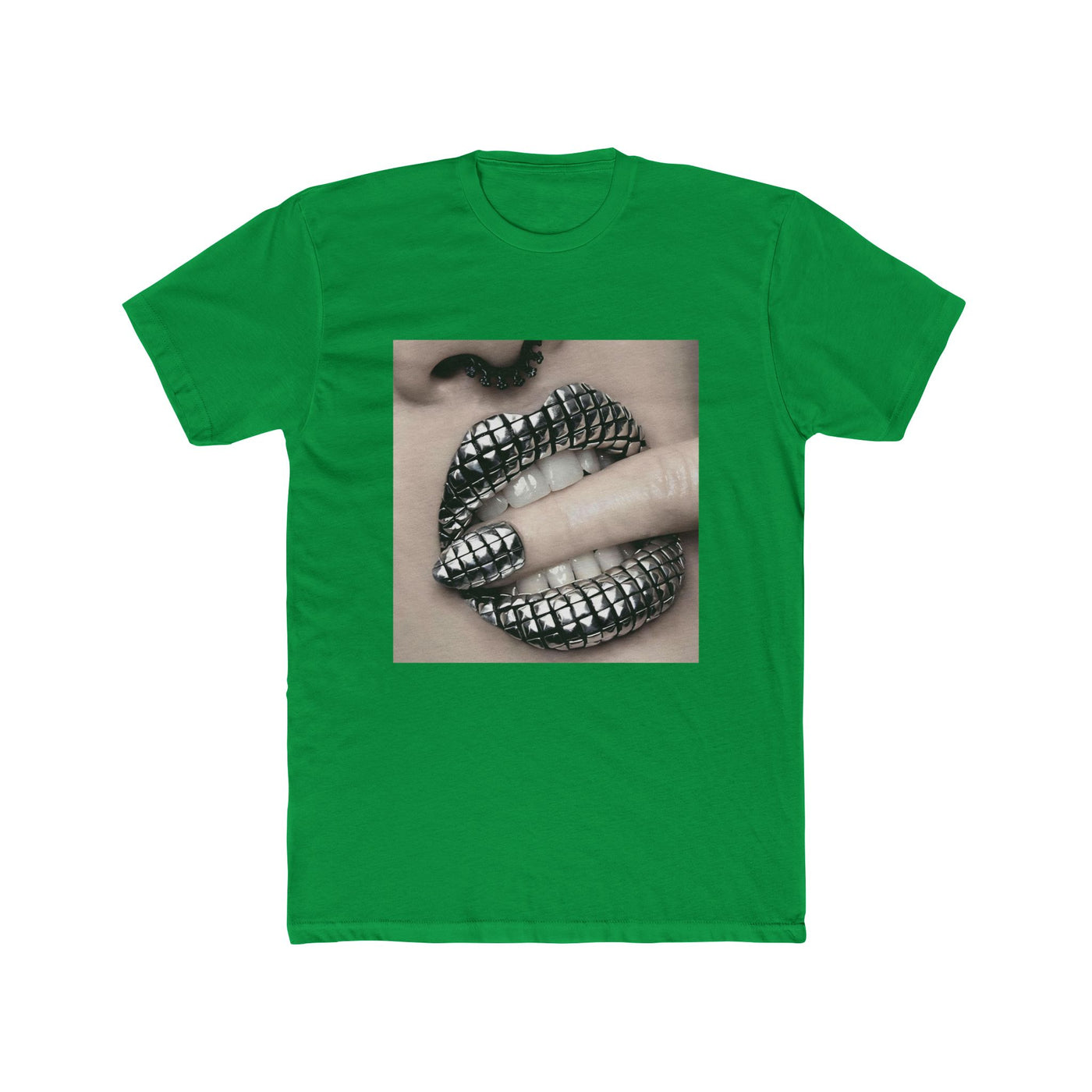 SILVER STUDDED LIP TEE