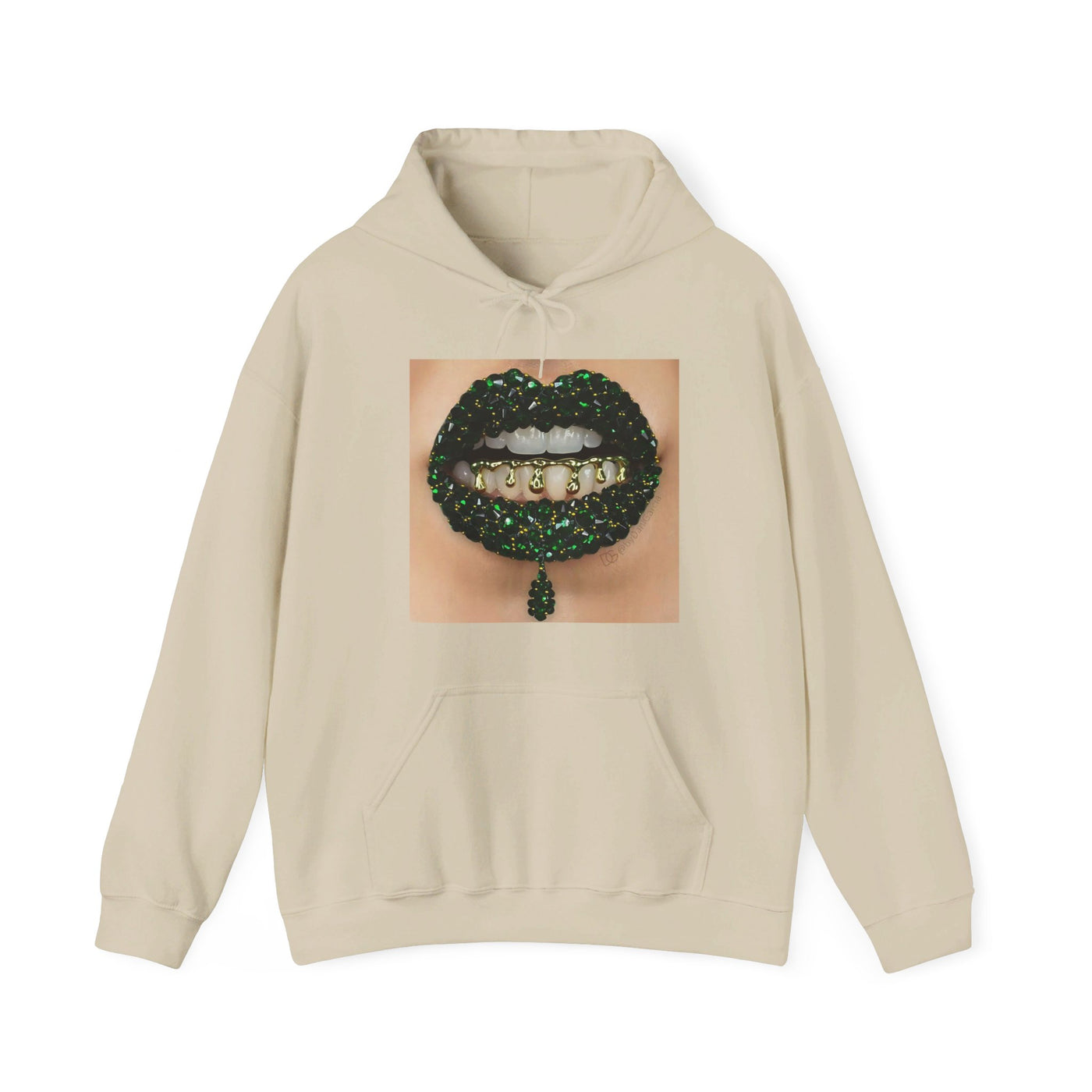 GREEN CRYSTAL GRILL LIP HOODIE