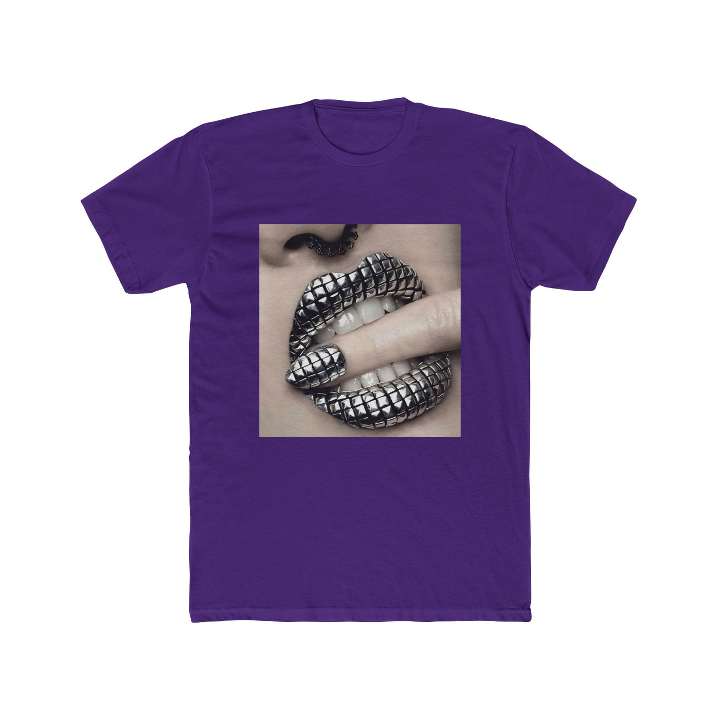 SILVER STUDDED LIP TEE